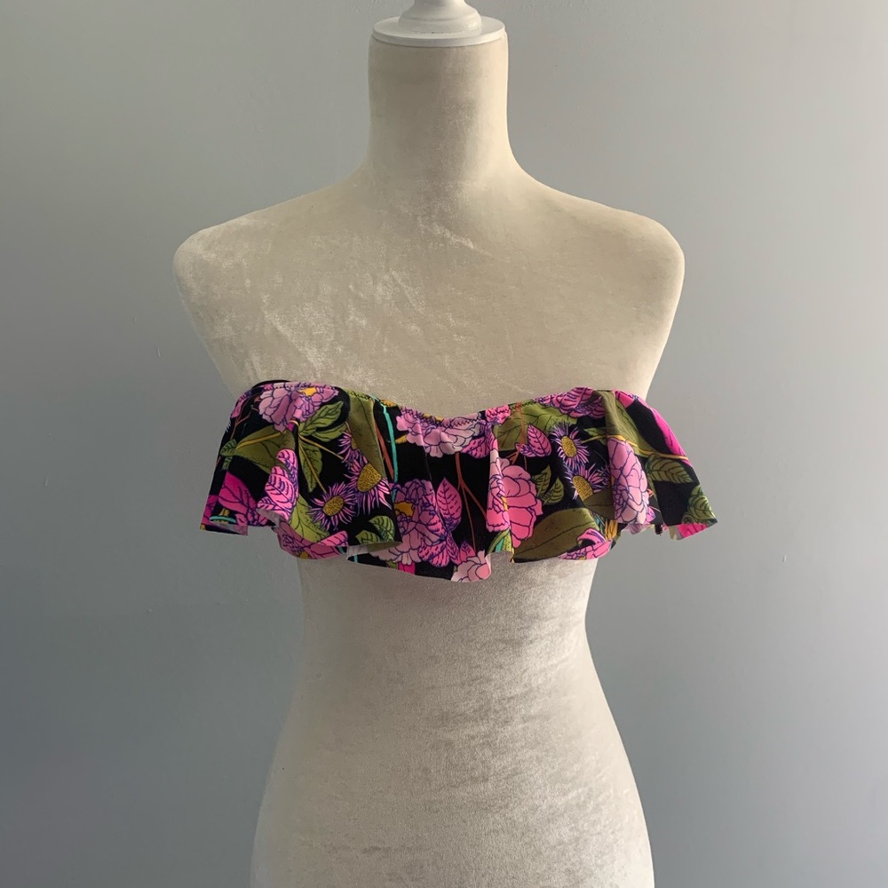 VS black and purple floral bikini set